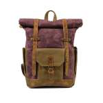 Men's Leather Waxed Canvas Vintage Laptop Backpack Campus Bag College Style Travel Rucksack