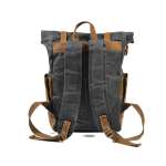 Men's Leather Waxed Canvas Vintage Laptop Backpack Campus Bag College Style Travel Rucksack