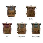 Men's Leather Waxed Canvas Vintage Laptop Backpack Campus Bag College Style Travel Rucksack