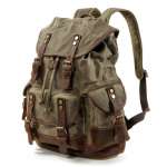 Travel Waxed Canvas Leather Backpack for Men Women,Water Resistant Laptop Rucksack