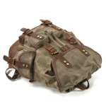 Travel Waxed Canvas Leather Backpack for Men Women,Water Resistant Laptop Rucksack