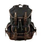 Travel Waxed Canvas Leather Backpack for Men Women,Water Resistant Laptop Rucksack