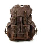 Travel Waxed Canvas Leather Backpack for Men Women,Water Resistant Laptop Rucksack