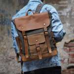 Waxed Canvas Backpack Brand Retro Backpack 15.6-inch Laptop Backpack Waterproof Travel Backpack