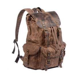 Waxed Canvas Backpack Rucksack, Laptop Rustic Men Wax Leather Backpacks Travel Vintage Bookbag