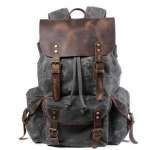 Waxed Canvas Backpack Rucksack, Laptop Rustic Men Wax Leather Backpacks Travel Vintage Bookbag