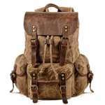 Waxed Canvas Backpack Rucksack, Laptop Rustic Men Wax Leather Backpacks Travel Vintage Bookbag