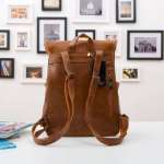 Leather Backpack Laptop Bookbag Vintage Travel Backpack College School Book Bag Casual Daypack