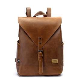 Leather Backpack Laptop Bookbag Vintage Travel Backpack College School Book Bag Casual Daypack