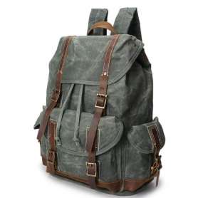 Wax Canvas Backpack Shoulders Vintage Travel Bag Waterproof Travel Shoulder Bag Fit 15in laptop