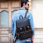 Leather Backpack 15.6 inch Laptop Backpack Vintage Travel Office Bag Large Capacity Shoulder Bag