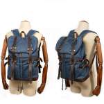 Backpack Waxed Canvas, High Density Thick Canvas Rucksack Genuine Leather Daypack for Travel