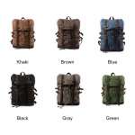 Backpack Waxed Canvas, High Density Thick Canvas Rucksack Genuine Leather Daypack for Travel