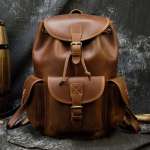 Top Quality Crazy Horse Cowhide Vintage Genuine Leather Rucksack, Men Travel Backpack