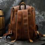 Top Quality Crazy Horse Cowhide Vintage Genuine Leather Rucksack, Men Travel Backpack