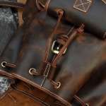 Top Quality Crazy Horse Cowhide Vintage Genuine Leather Rucksack, Men Travel Backpack