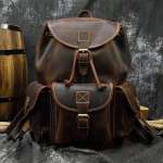 Top Quality Crazy Horse Cowhide Vintage Genuine Leather Rucksack, Men Travel Backpack