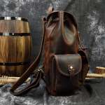 Top Quality Crazy Horse Cowhide Vintage Genuine Leather Rucksack, Men Travel Backpack