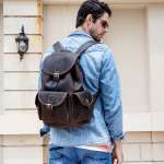 Top Quality Crazy Horse Cowhide Vintage Genuine Leather Rucksack, Men Travel Backpack