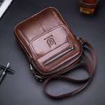 Casual Men's Shoulder Bag Business Messenger Bag High-Quality Men's Zipper Closed Cow Leather Bag