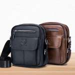 Casual Men's Shoulder Bag Business Messenger Bag High-Quality Men's Zipper Closed Cow Leather Bag