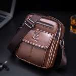 Casual Men's Shoulder Bag Business Messenger Bag High-Quality Men's Zipper Closed Cow Leather Bag