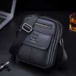 Casual Men's Shoulder Bag Business Messenger Bag High-Quality Men's Zipper Closed Cow Leather Bag