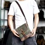 Men Oil Wax Canvas Leather Crossbody Bag Men Military Army Vintage Messenger Bags Shoulder Bag