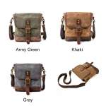 Men Oil Wax Canvas Leather Crossbody Bag Men Military Army Vintage Messenger Bags Shoulder Bag