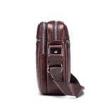 Genuine Leather Small Zipper Closed Messenger Bag for Men Vintage Shoulder Crossbody Bag for Work Business Travel