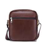 Genuine Leather Small Zipper Closed Messenger Bag for Men Vintage Shoulder Crossbody Bag for Work Business Travel