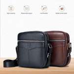 Genuine Leather Small Zipper Closed Messenger Bag for Men Vintage Shoulder Crossbody Bag for Work Business Travel