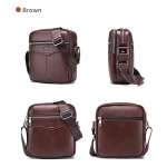 Genuine Leather Small Zipper Closed Messenger Bag for Men Vintage Shoulder Crossbody Bag for Work Business Travel