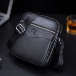 Genuine Leather Small Zipper Closed Messenger Bag for Men Vintage Shoulder Crossbody Bag for Work Business Travel