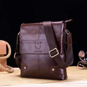 Genuine Leather Men's Messenger Bag Vintage Cow Leather Shoulder Bag Crossbody Hand Bag