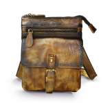 Genuine Leather Small Messenger Bag for Men Vintage Shoulder Crossbody Bags for Work Business Travel