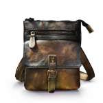 Genuine Leather Small Messenger Bag for Men Vintage Shoulder Crossbody Bags for Work Business Travel