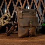 Genuine Leather Small Messenger Bag for Men Vintage Shoulder Crossbody Bags for Work Business Travel