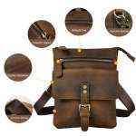 Genuine Leather Small Messenger Bag for Men Vintage Shoulder Crossbody Bags for Work Business Travel