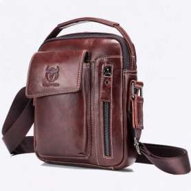 Casual Fashion Men's Messenger Bag  Portable Handbag Man Leather Shoulder Bag w 6.5'' Phone Bag