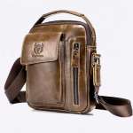 Casual Fashion Men's Messenger Bag  Portable Handbag Man Leather Shoulder Bag w 6.5'' Phone Bag