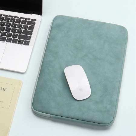 Laptop Sleeve Protective Case PU Suede Leather Zipper Padded Cover 13/14/15.6inch Water Resistant Carrying Bag