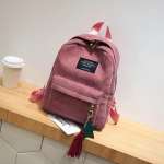 Corduroy Mini Backpack Female Eco Simple Canvas Shoulder Bag Ladies Casual Small Travel Backpack