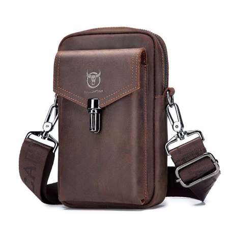 Real Leather Men Waist Bag Casual Fashion Crossbody Bag Small Belt Bag Fanny Pack  Phone  Pouch Sling