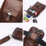 Leather Cowhide Shoulder Bag Man Bag Waist Pack Messenger Crossbody Fanny Waist Bag 