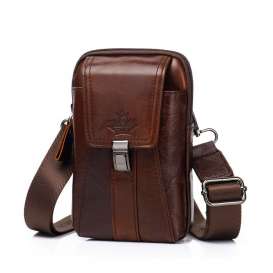 Leather Cowhide Shoulder Bag Man Bag Waist Pack Messenger Crossbody Fanny Waist Bag 