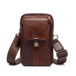 Leather Cowhide Shoulder Bag Man Bag Waist Pack Messenger Crossbody Fanny Waist Bag 