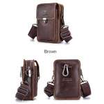 Crazy Horse Leather Male Waist Pack Phone Pouch Bags Waist Bag Men's Small Chest Shoulder Belt Bag