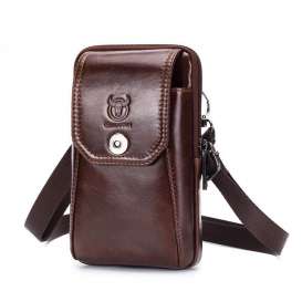 Genuine Leather Men's Waist Packs Phone Pouch Bags Waist Bag Male Small Chest Shoulder Belt Bag