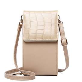 Brand Designer Small Crossbody Phone Bag, Women's Stone Pattern PU Leather Female Shoulder Purse